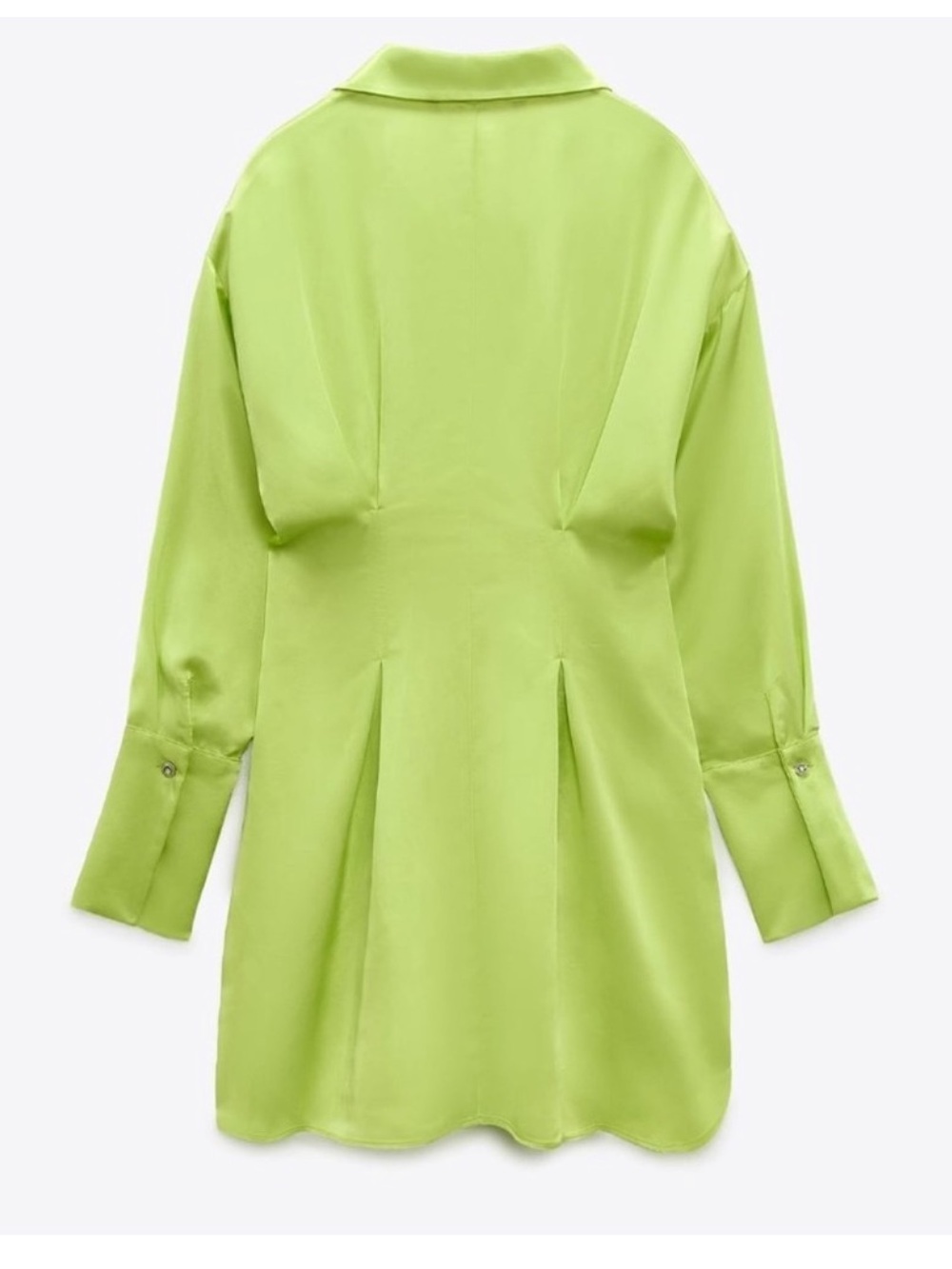 Zara Lime Green Button-Front Shirt Dress - Picture 2 of 5